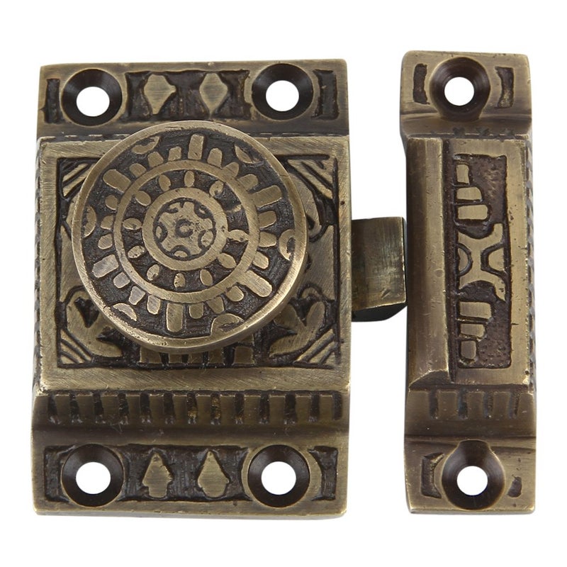 A29 Set of 2 Solid Brass Cabinet Latch Handmade Antique Brass Finish Latch for Cabinet Closet Kitchen Door Sold as Each Windsor Design - Image 3